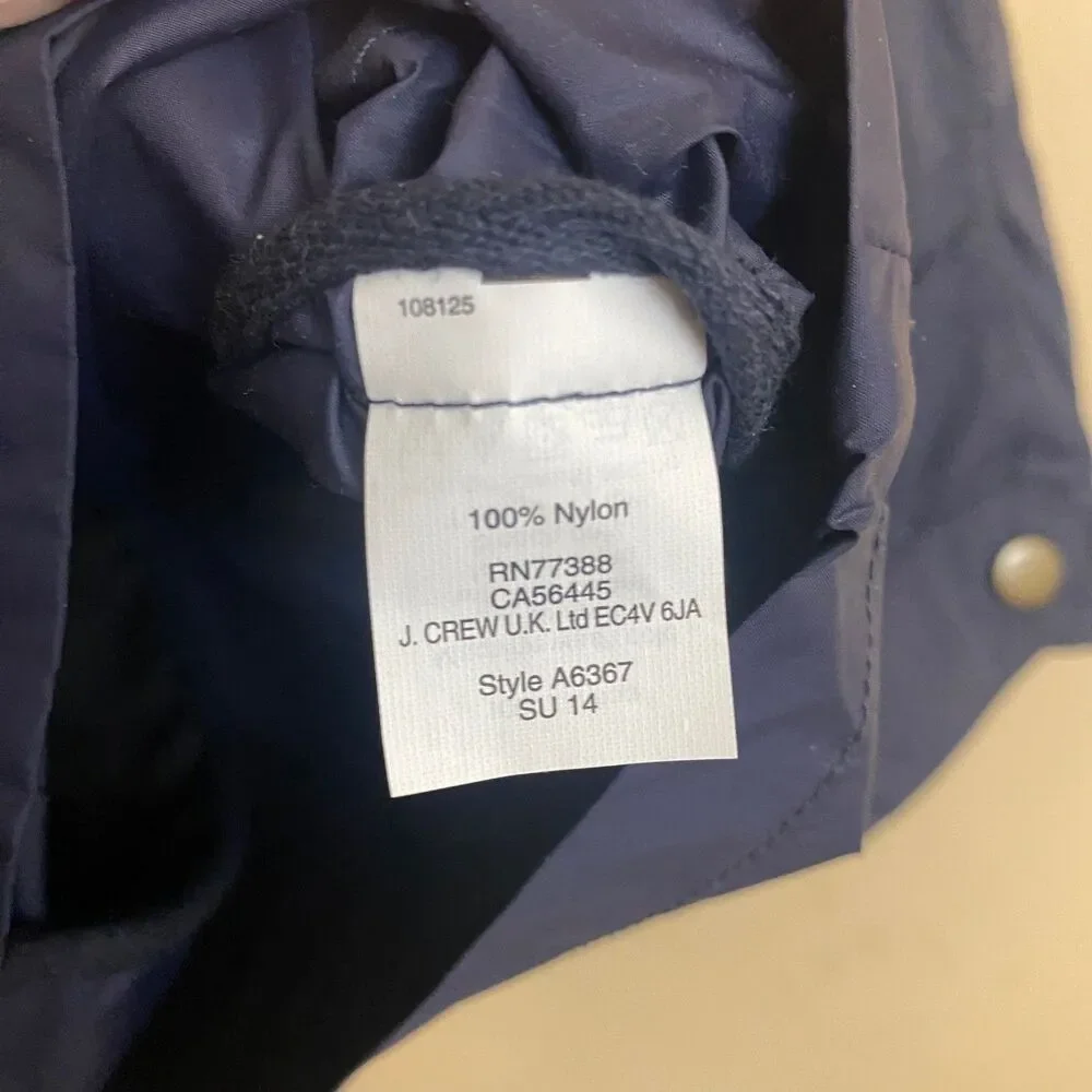 J.Crew Jacket Womens XXS Navy Blue Hooded Field Rain Utility Anorak Coat A6367